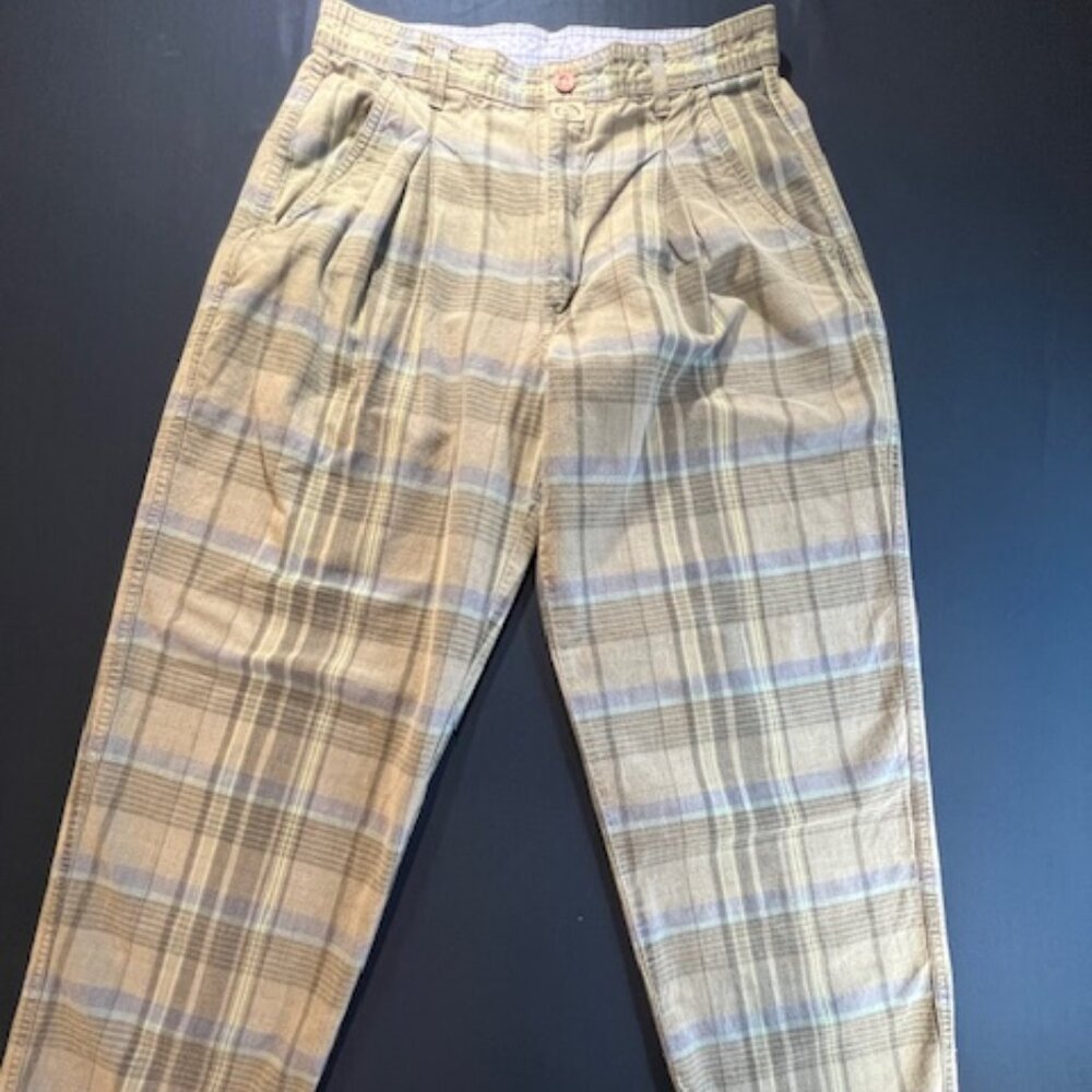 EUC PACIFIC COAST HIGHWAY plaid pants classic 80's vintage suave‎ 32x34